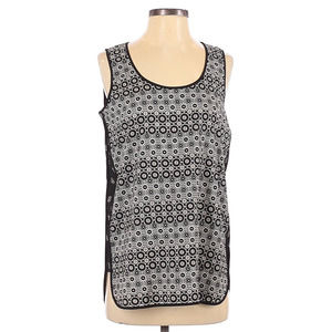 New Vince Camuto Small Mixed Print Tank Silky Sleeveless Blouse Black White